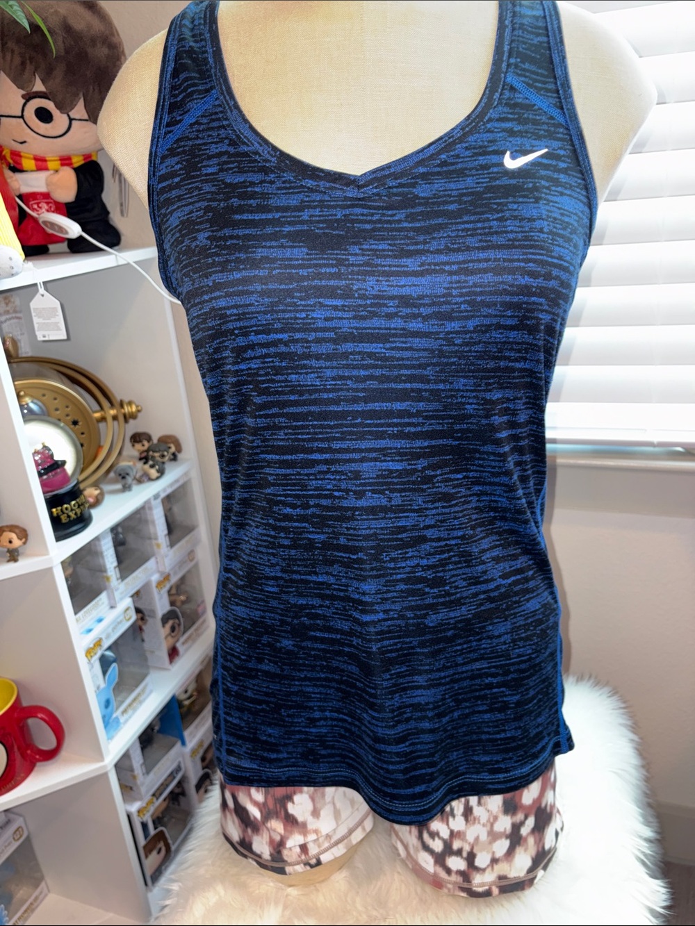 Nike Blue Space-Dye Racerback Tank Top